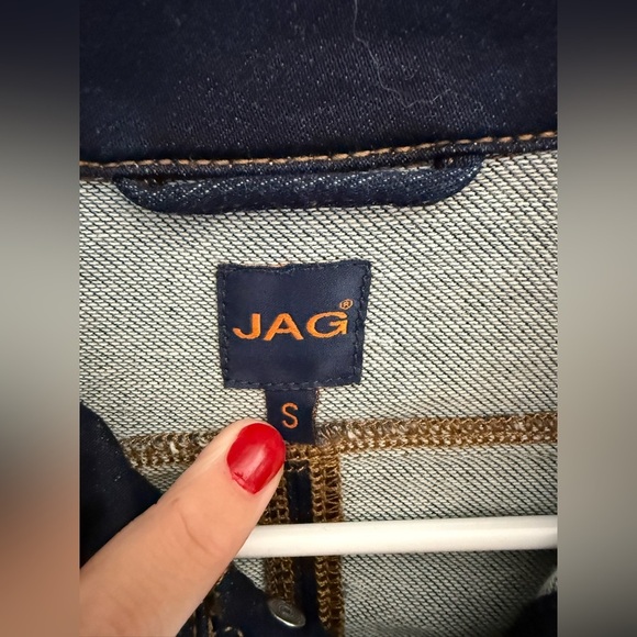 JAG Jean Jacket Women’s SZ S Dark Denim Button Front Closure Pockets Collared - Picture 2 of 11